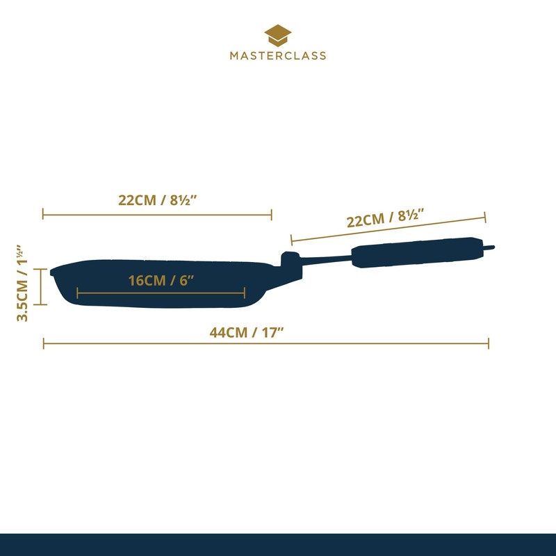 MasterClass Non-Stick Induction-Safe Griddle Pan with Folding Handle, 20 cm