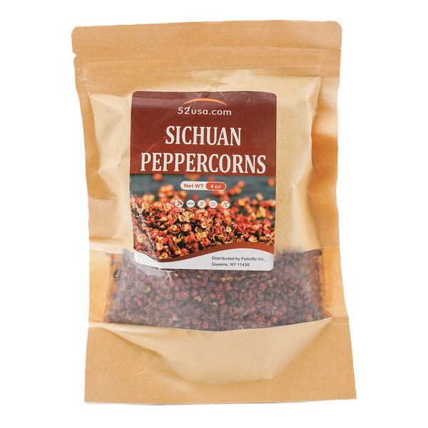 52USA Szechuan Peppercorns(4OZ), Sichuan Red Peppercorns, Whole Szechuan Peppercorns, Sichuan peppercorns, Key Ingredients for Mapo Tofu and Scihuan Dishes