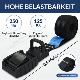 Lashing Straps with Clamping Lock and Rubber Protector for Quick Securing in the Car, Bicycle Carrier, Sack Truck and Moving (10, 0.5 Metres)