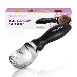 Nextop Ice Cream Scoop with Comfortable Handle - Ergonomic Spoon, Durable Perfect Metal Round Round Scoops Ideal for Ice Cream, Sorbet, Gelato Perfect for Home Use, Kitchen Essential. (Black)