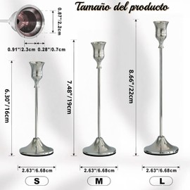 FELIZBROOM Juego de Candelabros de Metal, Porta Velas Decoración de Mesa Moderno y Simple, Adornos de Decoración de Ambiente para Fiestas de Bodas, Halloween, Navidad y San Valentín. (6, Plata)