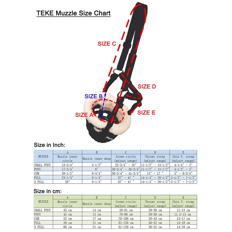 T TEKE Nano-Duro II Deluxe Horse Grazing Muzzle with Fleece