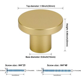 LONTAN 15 Pack Gold Drawer Knobs Gold Kitchen Knobs Round Cabinet Drawer Hardware Brass Cupboard Door Hardware Aluminum Alloy for Wardrobes Furniture