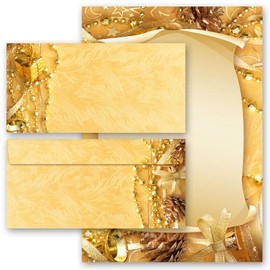 Letter Paper Set 20 Pieces Christmas Merry Christmas 10 Sheets Writing Paper + 10 Matching Envelopes DIN Long without Window Paper-Media