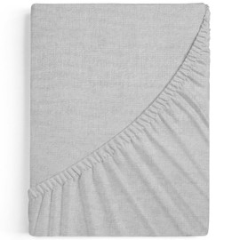 Cozita Basics Fitted Sheet 140 x 200 cm - 100% Cotton Jersey Bed Sheet, Oeko-Tex Certified, Up to 25 cm Mattress Height - Silver