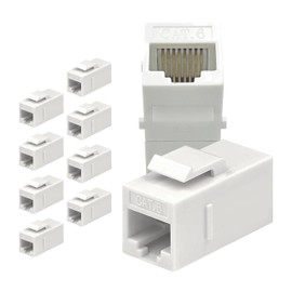SkyQ RJ45 Cat6 Coupler Inline Keystone Connector,Female to Female RJ45 Keystone Coupler for Patch Panel-Ethernet Wall Plate (White-10 Pack)