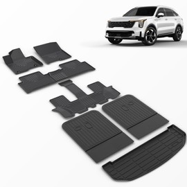 VOUKIY Floor Mats & Backrest Mats & Cargo Liner for 2025 2024 2023 2022 2021 Kia Sorento Hybrid Car Mats Trunk Liner Trunk Mat Kia Sorento Hybrid All Weather Floor Mats Cargo Mat Accessories