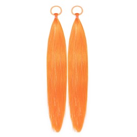 Orange Hair Extensions for Kids Ponytail Extension 2 Packs, 20 inch Crazy Hair Day Accessories for Girls, DIY Festival Wacky Rave Braids,Tinsel Mixed