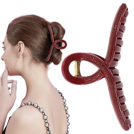 Large Claw Clips For Thick Hair Nonslip Big Hair Claw Clips for Women and Girls, Hairclips for Women Hair Accessories(Red)