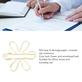 Flower Shaped Metal Paper Clips with Arrowhead Design, Lightweight Portable Gold Clips for File Classification Office Home Daily Use Cute Accessories