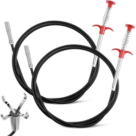 2 unidades de 200 cm, 4 garras limpiador de tuberías, serpiente de drenaje, pinza telescópica flexible, desatascador de desagüe, espiral retráctil, para alcantarillas, cocina y baño