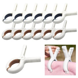 SHENSAIGO 12 PCS Beach Towel Clips, Plastic Towel Clips for Sun Loungers, Non Slip Sunbed Towel Clips, Large Strong Grip Clothes Pegs, Towel Pegs for Sun Lounger Laundry Pool Chairs Sunbeds