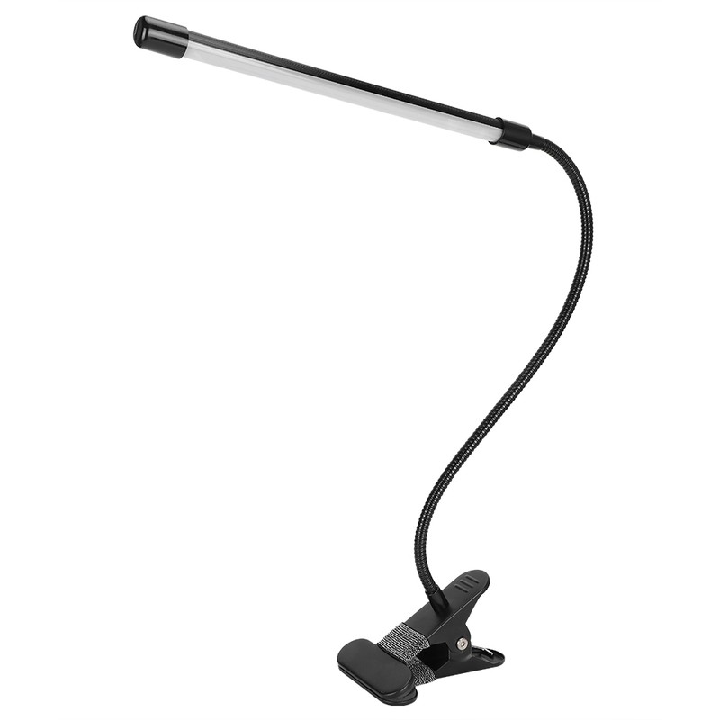 LED Adjustable Clip Reading Light Cold Warm Brightness Light Black
