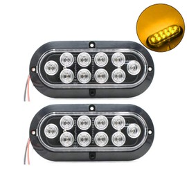 TMH ( Pack of 2 6 Inch 10 LED Surface Mount Oval Clear Lens/Amber Light Turn Signal Side Marker Tail LED Light for Truck Trailer Trail Bus 12V DC