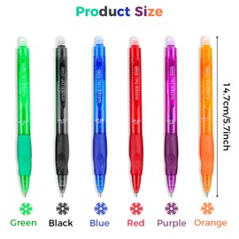 Rnigra Erasable Pens 6pcs, Eraser Pen 0.5mm, Erasable Gel Pens with Rubbers on the End, Assorted Color Inks for Writing, Premium Comfort Grip for Drawing Writing Planner and Crossword Puzzles