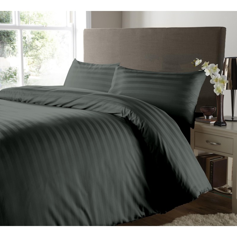 Ev Dekor® Double Duvet Cover Set Hotel Quality Stripes Satin