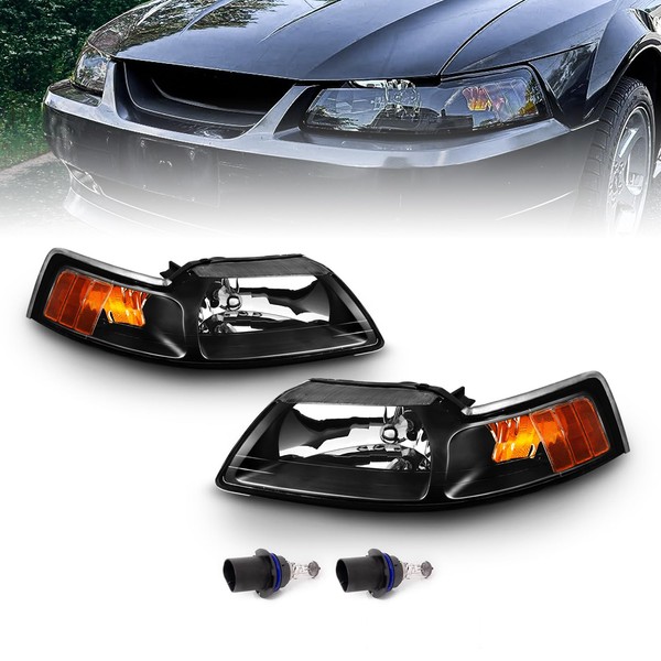 AmeriLite for 1999-2004 Ford Mustang New Edge Clear Black Replacement