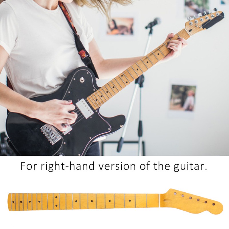 21-Fret Electric Guitar Neck Black Tone Point Handle Yellow Matte