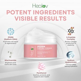 PDRN Cream – Rejuvenating Korean Face Moisturizer with Salmon DNA, Niacinamide & Vitamin C – Anti-Aging, Firming, Plumping Daily Cream for Dark Spots, Uneven Tone, Glow, Collagen & Barrier Repair