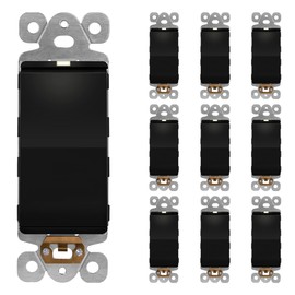 LIDER Minimalist Design Matte Finish Lighted Decorator Switch, Frameless Paddle Light Switch with Locator Light, Grounding Screw, 3-Way or Single Pole, 15A 120V, UL Listed,LS15-3W-BK10P, Black,10 Pack