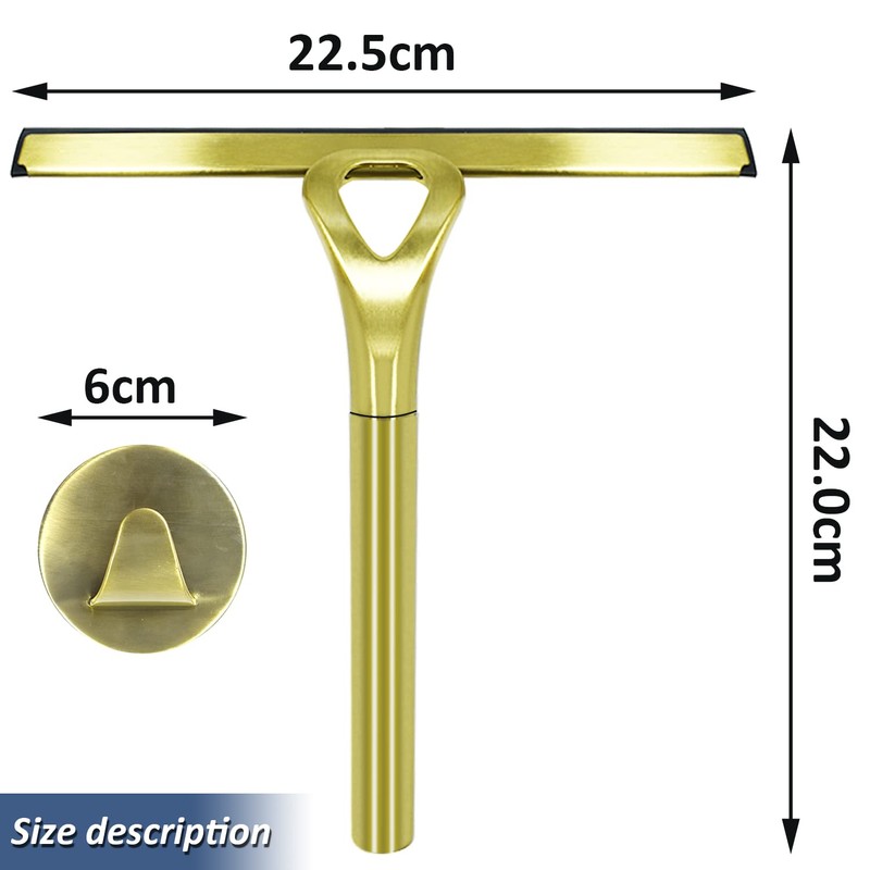 HomDSim Stainless Steel Shower Squeegees All-Purpose Mirror/Window/Glass Wiper Scraper Golden