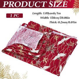 MAYJOYDIY 1 Yard 59 Inch Dark Red Japanese Crane Printed Cotton Fabrics Japanese Style Quilting Fabric Bronzing Design for Sewing Clothing Bag Tablecloth Sofa Pillow DIY Crafts