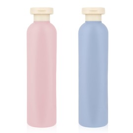 WLLHYF Squeeze Bottles Pack of 2 Refillable Plastic Travel Containers Empty Bottles with Flip Cap Travel Accessories for Shampoo, Creams, Lotion, Conditioner (Pink+Blue, 260 ml)
