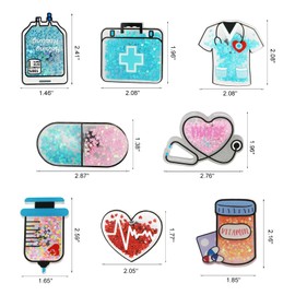 bogbago Nurse Charms for Bogg Bags Acrylic Insert Decorative Accessories for Beach Tote Bag 8Pcs