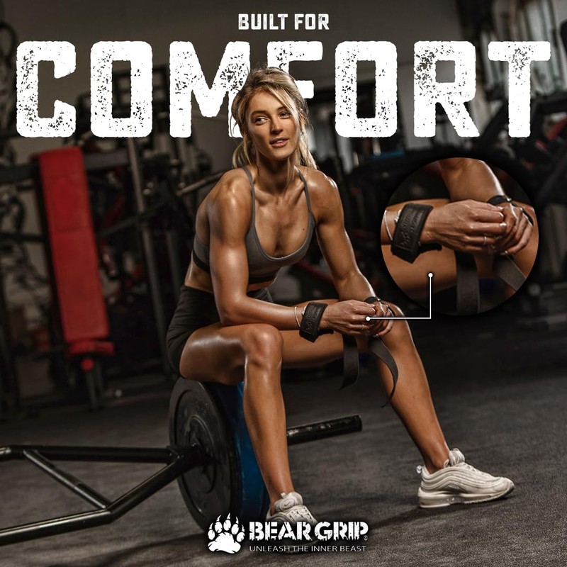 BEAR GRIP Straps - Premium Neoprene Padded, Double Stitched Heavy