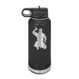 RDW Ninja Laser Engraved Water Bottle Customizable Polar Camel Stainless Steel with Straw - v2 Black 32 oz
