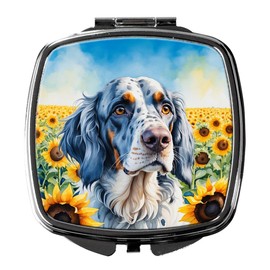 Caroline's Treasures English Setter in Sunflowers Compact Mirror Decorative Travel Makeup Mirror for Women Girls Gifts Pocket Makeup Mirror Folding Handheld