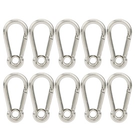 Ladieshow 10pcs Snap Hooks Spring Carabiner Clip Buckle Stainless Steel Camping Climbing Hooks M5