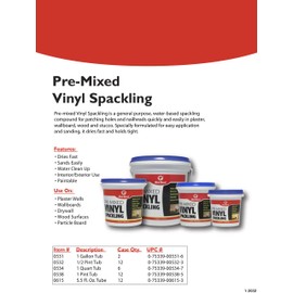 Red Devil 0534 Pre-Mixed Vinyl Spackling, 1 Quart, Pack of 1, White
