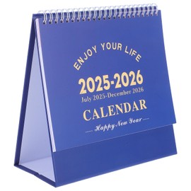 STOBOK Desk Calendar 2025-2026 Monthly Standing Flip Calendar 2025.7-2026.12 Desktop Planner for Office Home School Teachers Students 20x20cm Dark Blue