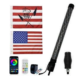 Fat Whip Lights, 1 Pack 2ft Stick Fat LED Whip Lights with App & Remote Control, Rocker Switch, Spiral RGB Chasing Lighted Music Whips Light for Side by Side ATV UTV Can-Am SXS Truck Polaris RZR