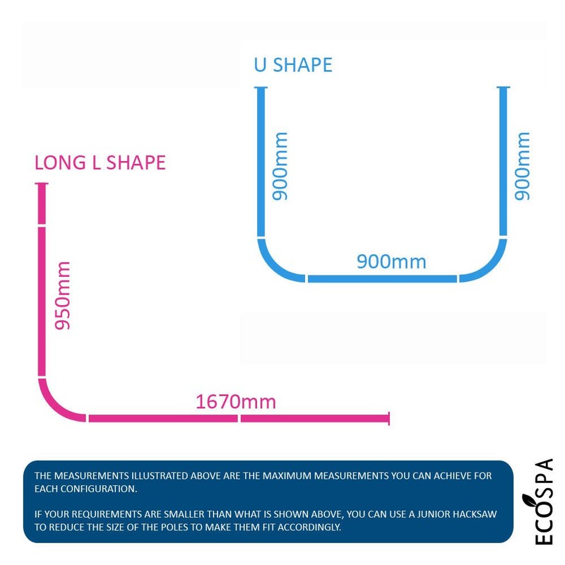 ECOSPA Multi Use Bathroom Shower Curtain Pole Kit for L