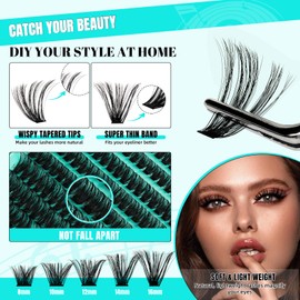 Lash Extension Kit,DIY Individual Lashes Clusters Kit,Lash Bond And Seal,Lash Remover For Eyelashes Extensions,Lash Applicator Tool For False Eyelash Cluster Kit 280Pcs(Blues(80D),D-Mix8-16|Kit)