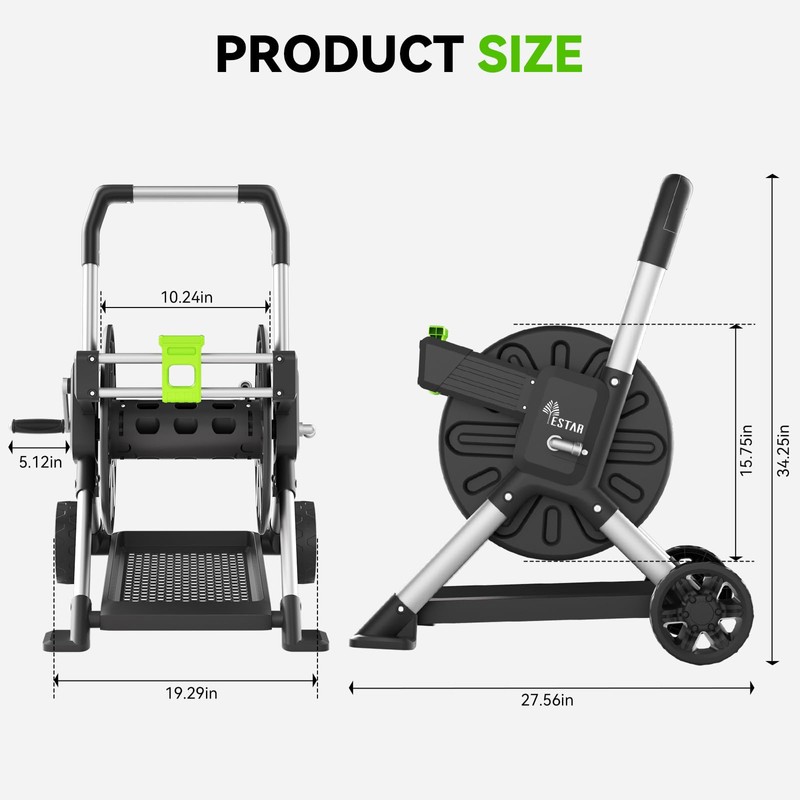 Yestar Upgrade Garden Hose Reel Cart, Holds 200 Ft 5/8"