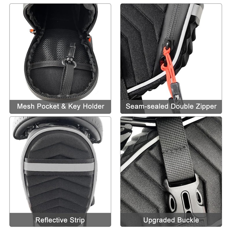 Danuosie Bike Seat Bag, Bicycle Saddle Bag, 3D Shell Under
