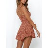 Jeanewpole1 Womens Floral Wide Leg Rompers Spaghetti Strap Tie Ruffle