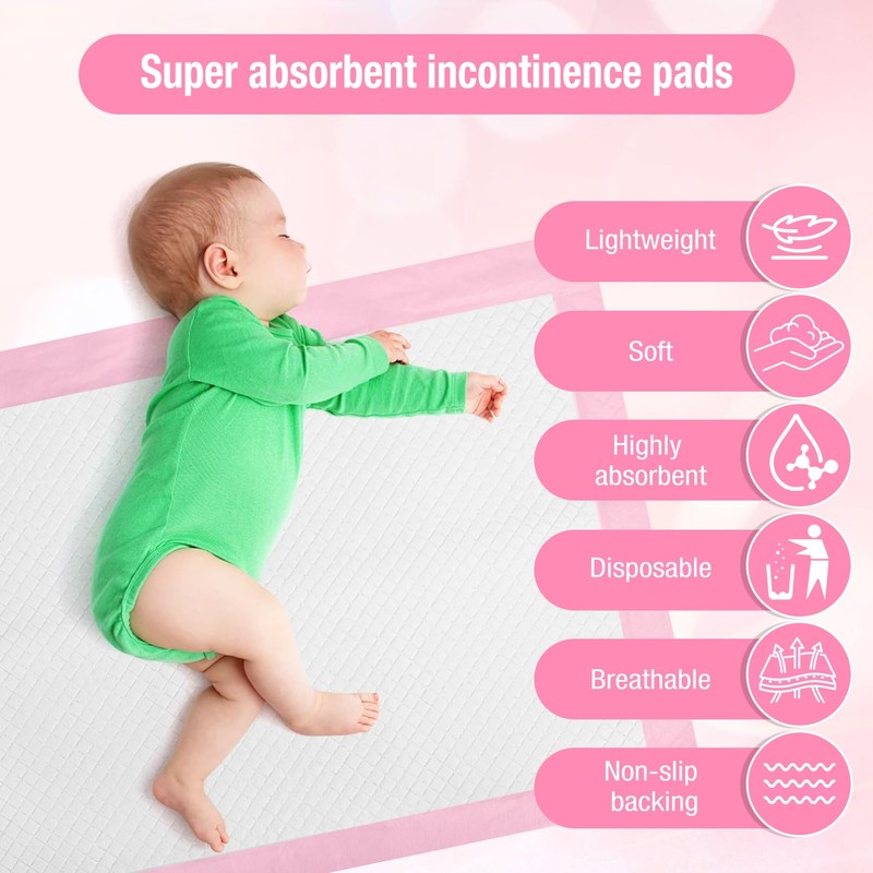 Cabaubl 100 Pack Disposable Changing Pads, 13 x18 in Baby