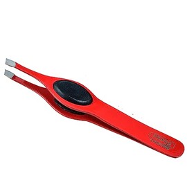SHYNE U.K PROFESSIONAL SLANTED GRIPPY EYEBROW TWEEZERS HAIR BEAUTY TWEEZER GRIPPED (Red)