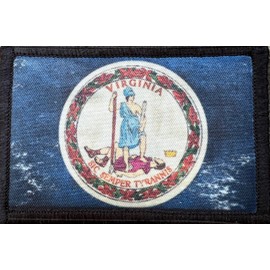 Distressed Virginia State Flag Morale Patch -Made in The USA!- Funny Cat Patch. Perfect for Your Tactical Gear, Plate Carrier, Operator Cap, Rucksack or Backpack.