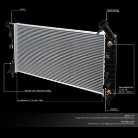 2710 Radiator Compatible with 2005-2009 Buick Allure LaCrosse 2004-2005 Chevy Impala Monte Carlo 2004-2008 Pontiac Grand Prix 3.4L 3.8L AT Aluminum Core Factory Style Replacement CU2710 8012710