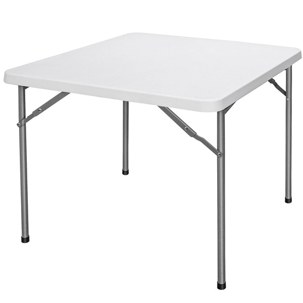 ZenStyle 3 ft Indoor Outdoor Heavy Duty Portable Plastic Folding Table, Square Card/ Utility Game Table for Puzzles Crafting Picnic Camping Dining Party, White