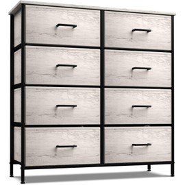 Sorbus Dresser with 8 Faux Wood Drawers - Chest Organizer Unit with Steel Frame Wood Top & Handle Easy Pull Fabric Bins for Clothes - Storage Furniture for Bedroom, Hallway, Living Room & Closet
