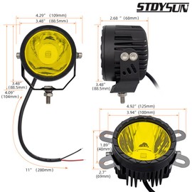 STDYSUN Round LED Yellow Offroad Driving Fog Pod Lights 2Pcs 3.5Inch Spot Beam Motorcycle Fog Lights Work Auxiliary Lights Ditch Bumper Lights Bicycle lights fit for Bicycle Truck ATV UTV Motorcycle