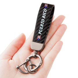 HUIANTS Carbon Fiber Style Car Keychain PR Flag Microfiber Leather Key Chain Compatible with Puerto rico Flag Accessories