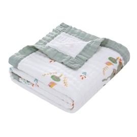 Muslin Baby Blanket for Babies 6-Layer Children's Cotton Blanket Soft Breathable Swaddle Blanket Wrap Blanket Girls Boys 110 x 110 cm (Grey Rabbit)