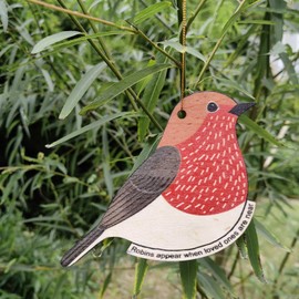 1 x Wooden Robin Ornament, Robin Christmas Decoration, Robin Memory Decoration, Christmas Decoration, Sentiment Robin, Robins Appear When Loved Ones Are Near, Robin Christmas Decoration